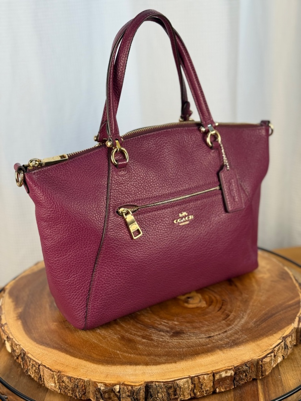 Coach Plum Pebbled Leather Prairie Satchel - Excellent Condition